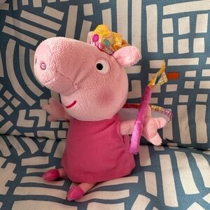 2 Peppa Pig TY beanie babies. Muddy Peppa and Fairy Princess Peppa